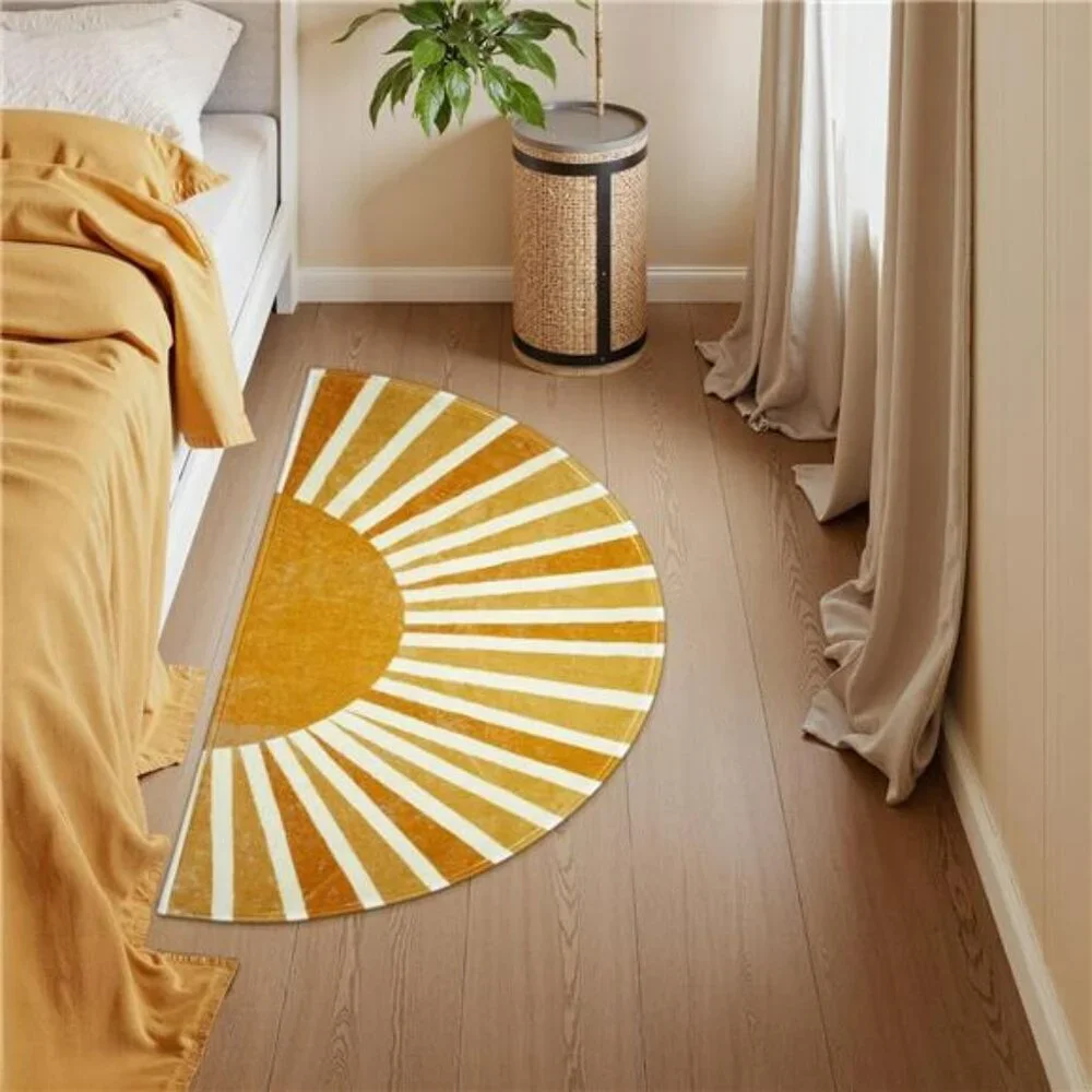 Boho Bathroom Rug Non Slip Washable Half Circle Mat Rainbow Door Mat Soft